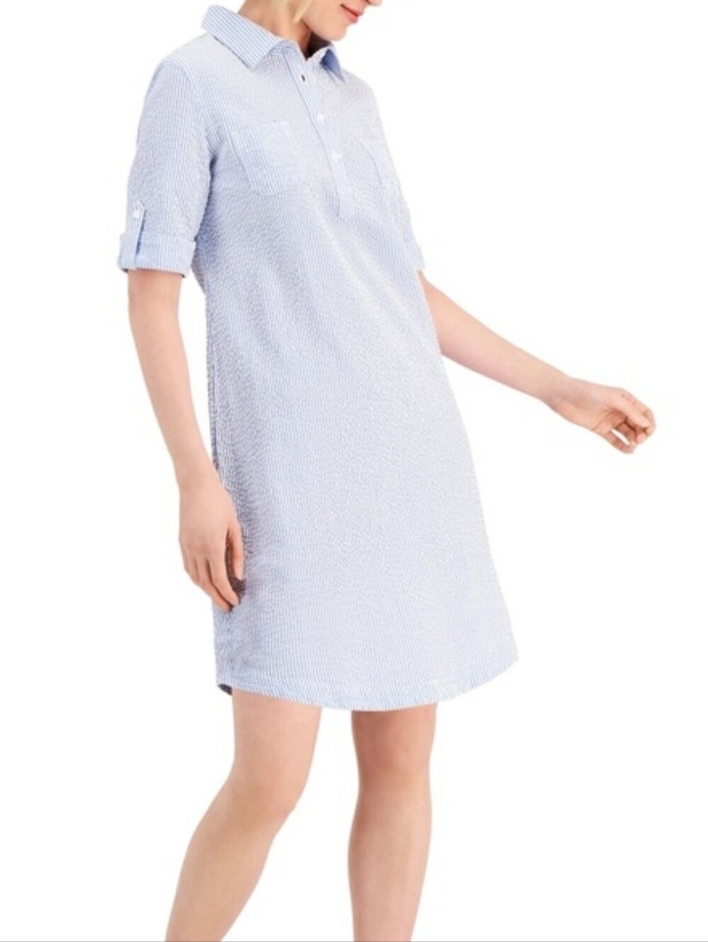 Karen Scott Seersucker Striped Shortdress Size L